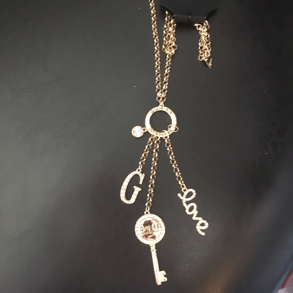 Guess Unique Key, Love, G, Stone Long Necklace NEW